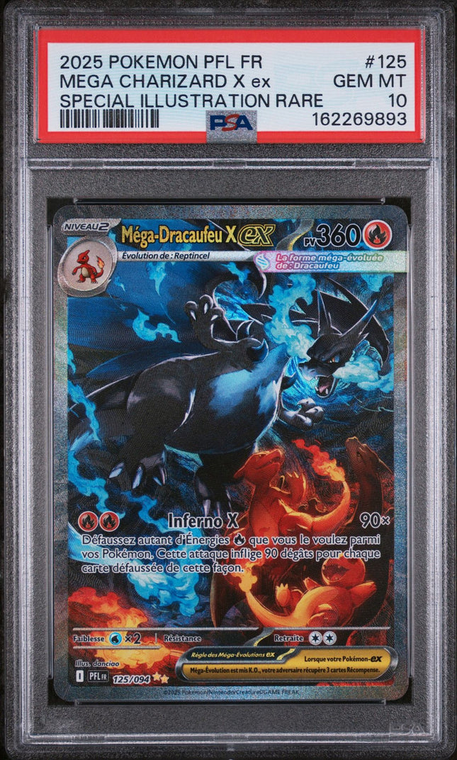 Carte gradée - PSA 10 Méga-Dracaufeu X Ex Pokémon - French - 2025 - Flammes Fantasmagoriques - Unlimited - #125/094