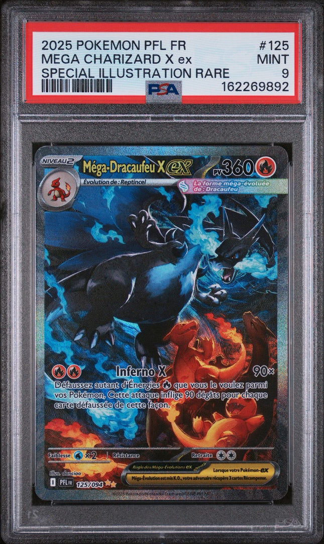 Carte gradée - PSA 9 Méga-Dracaufeu X Ex Pokémon - French - 2025 - Flammes Fantasmagoriques - Unlimited - #125/094