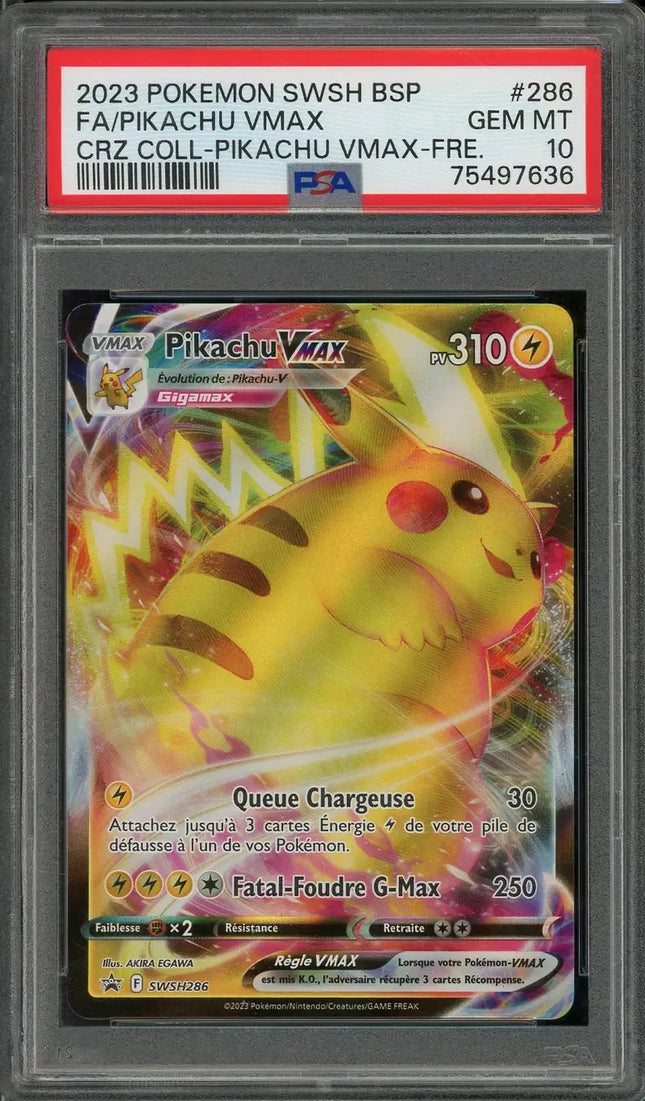 Carte gradée - PSA 10 Pikachu VMax Pokémon - FR - 2019 - Promos Épée et Bouclier - Unlimited - #SWSH286